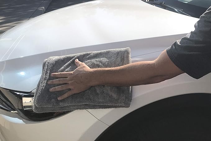 [Dreadnought] Microfiber Car-Drying Towel, Superior Absorbency for Drying Cars, Trucks, and SUVs, Double-Twist Pile, One-Pass Vehicle-Drying Towel (20"x30", Gray) 1-Pack