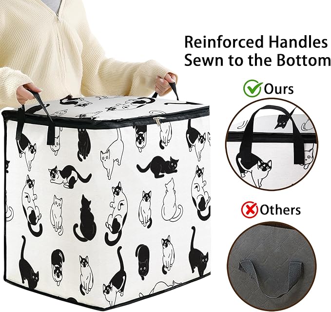 Large Comforter Storage Bag with Zipper,Closet Organizer for Clothes,Blankets,Quilts,Pillows,Fabric Storage Bags with Portable Handles 95L(2-Pack)