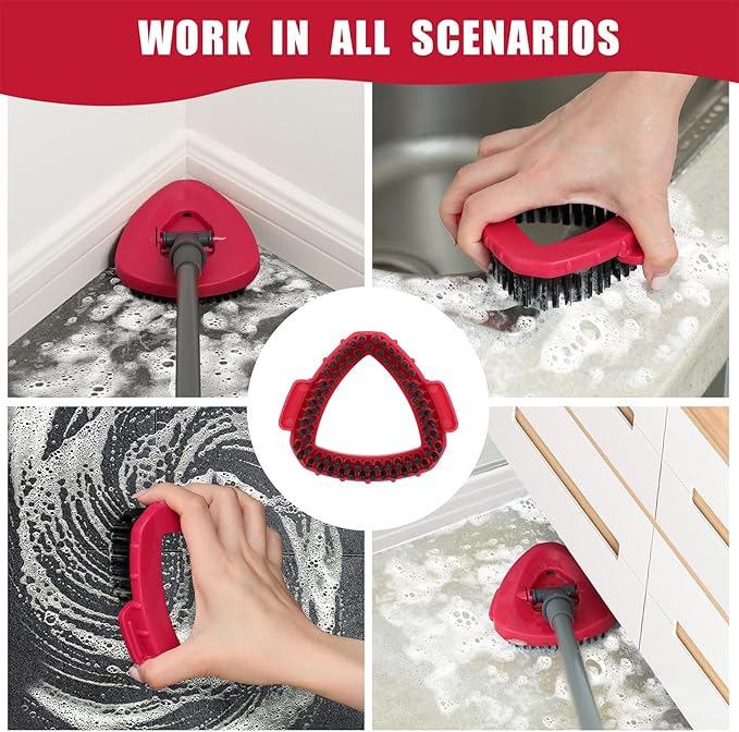 2 Pack Scrub Brush Replacement Head for O Cedar 2-Tanks RinsClean System, Spin Mop Replace Head Base, Shower Floor Scrubber, Hard Bristle Cleaning Brush for Bathroom Kitchen Wall Tile