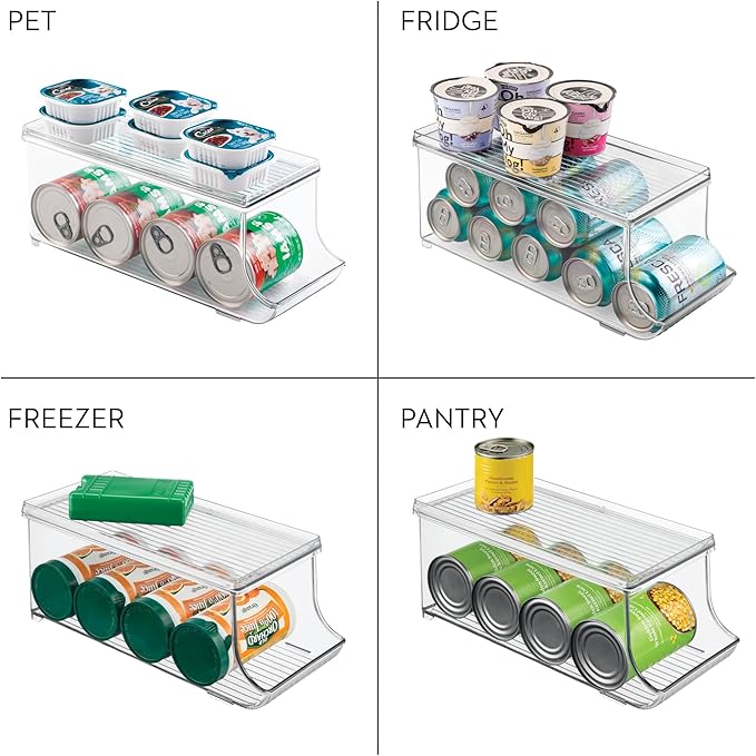 iDesign Soda Can Organizer with Lid for Pantry or Refrigerator - Set of 4 - Clear