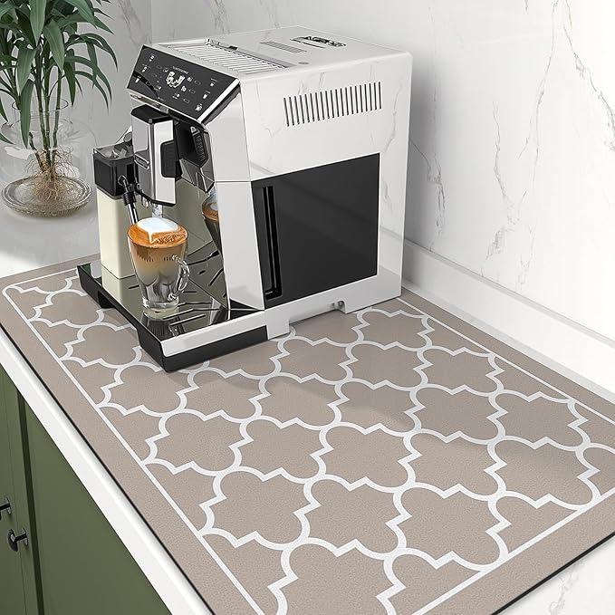 WISELIFE Dish Drying Mat Super Absorbent Drying Mat Large Dish Drying Mats for Kitchen Counter Easy Clean Dish Mat Kitchen Drying Mat16"x 24" Stylish Khaki