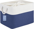 Large Storage Baskets- 16x12x12 inch Storage Bins for Shelves and Closet Organizing, Foldable Fabric Bin for Home Organization Clothes and Laundry (1-Pack, White&Blue)