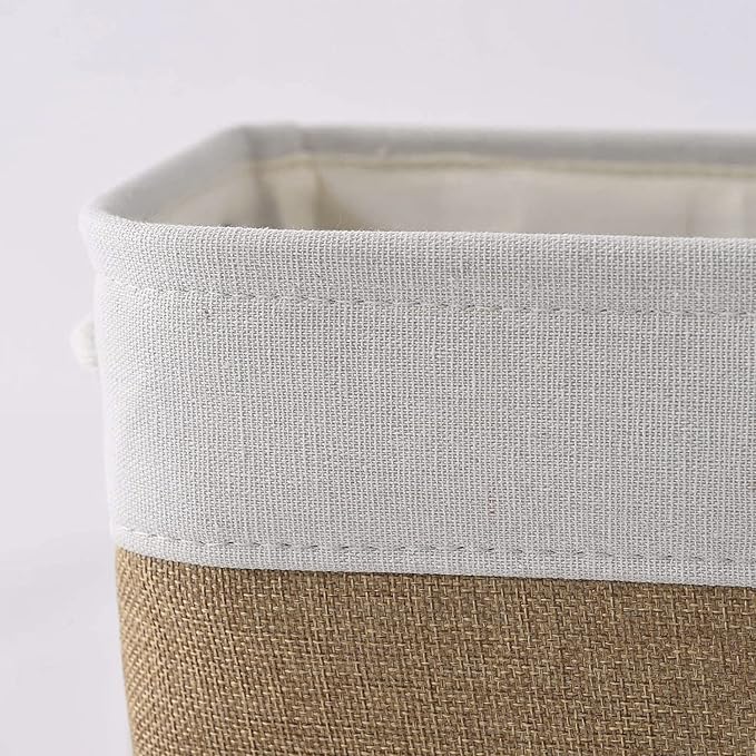 Sacyic Rectangular Fabric Storage Baskets for Organizing, Shelves, Decorative & Gift (White & Peru)