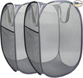 The upgraded pop-up laundry basket features a breathable side pocket mesh design, making it ideal for rooms, apartments, dormitories, travel, business trips, and children's storage(2, Gray)