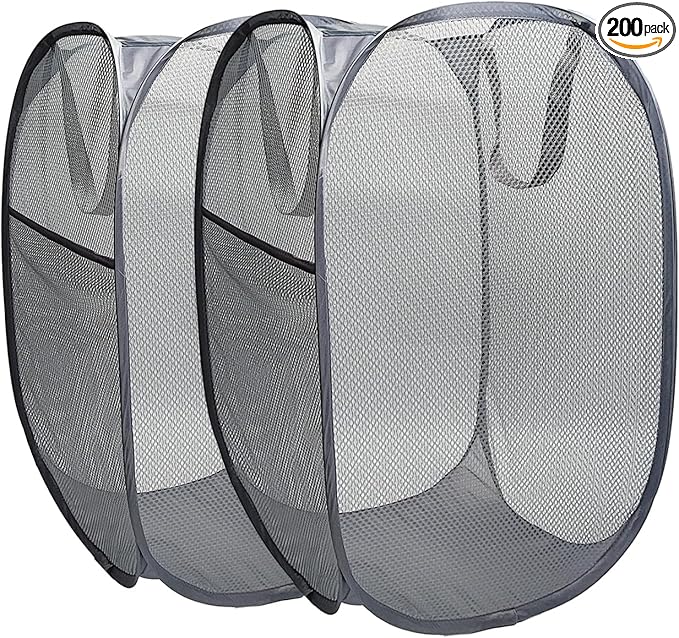 The upgraded pop-up laundry basket features a breathable side pocket mesh design, making it ideal for rooms, apartments, dormitories, travel, business trips, and children's storage(2, Gray)