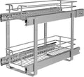 JOWBOOW 2-Tier Individual Cabinet Pull Out Shelves (9" W x 22" D), Slide Out Kitchen Panty Narrow Cabinet Storage Sliding Shelves