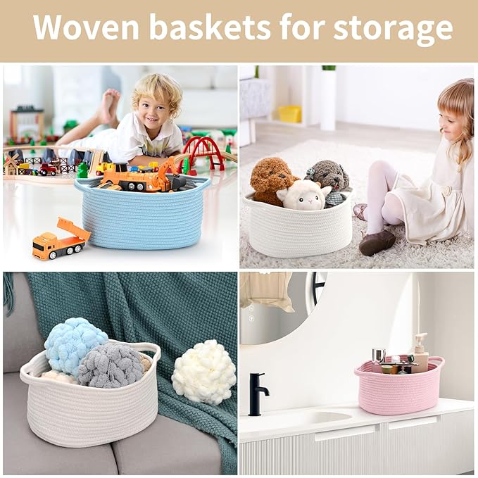Cute Woven Storage Basket with Handle – Hunter Green Empty Gift Burr Basket for Valentines Day, Birthday, Holiday Gifts, Eco-Friendly, Decorative Organizer Bin for Nursery, Plants