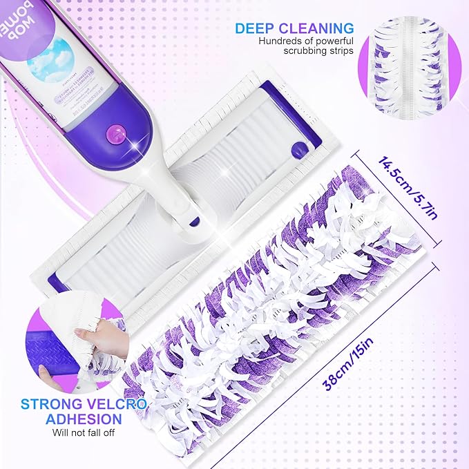 Power Mop Pads Refills Compatible with Swiffer Power Mop Disposable Power Mop Refills Replacement Wood Mopping Pad Refills for Floor Cleaning, 5 Pack