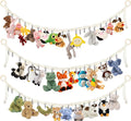 3PCS Hanging Stuffed Animal Storage - Boho Stuffed Animal Hammock Corner for Room Decor, Macrame Stuff Animal Organizer with 60 Metal Clips for Plushies Storage