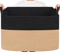 Goodpick 105L Extra Large Woven Blanket Basket Cotton Rope Storage Baskets for Organizing, Kids Toy Storage Organizer for Living Room Nursery, 25"x16"x16", Black & Jute