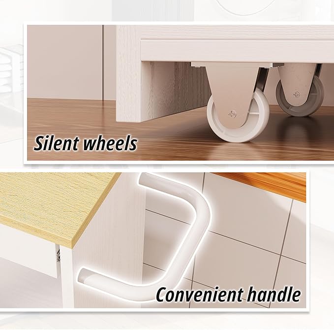 IRONCK Slim Storage Rolling Cart with Drawer and Wheels and Handle, 4 Tier Slide Out Utility Kitchen Cart for Small Spaces Kitchen Laundry Narrow Places, White