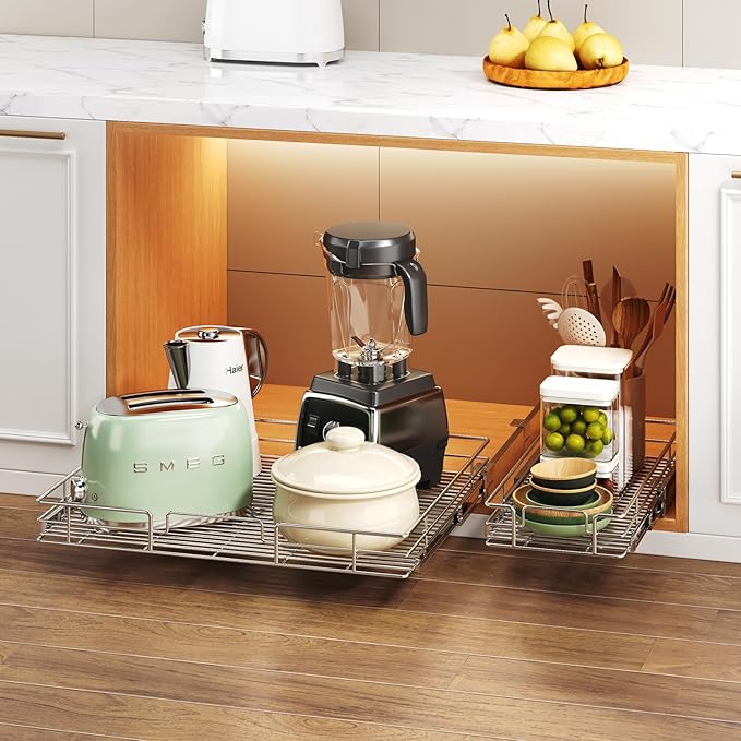 MODCART Pull Out Cabinet Organizer 31½" W x 21½" D, Heavy Duty Cabinet Pull Out Shelves, Slide Out Drawers Organization for Kitchen Cabinets Bathroom