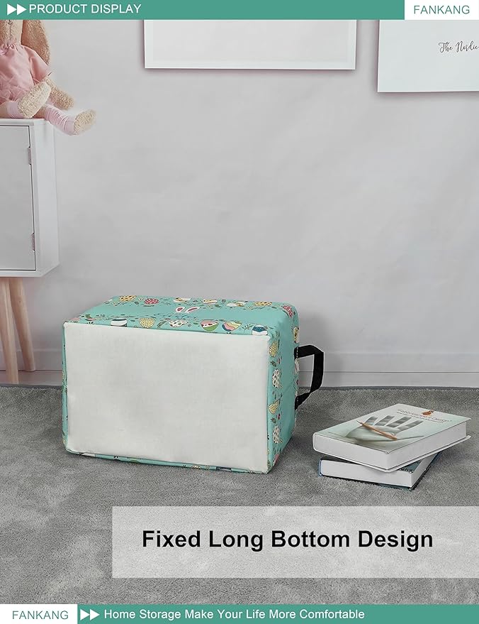 FANKANG Storage Bins, Nursery Hamper Canvas Laundry Basket Foldable with Waterproof PE Coating Large Storage Baskets for Kids Boys and Girls, Office, Bedroom, Clothes,Toys(Easter basket