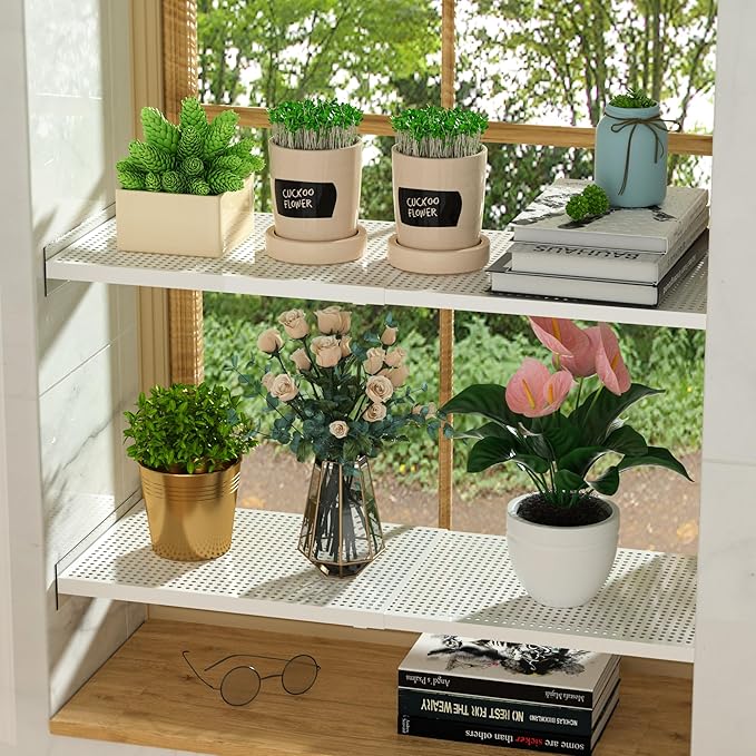 WEJIPP Closet Organizer Tension Shelves Expandable Cabinet Storage Shelving Rack Heavy Duty Metal DIY Divider for Cabinet Wardrobe Cupboard Pantry Kitchen Bedroom,White,2packs