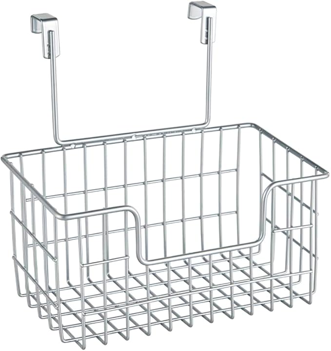 Wire Hanging Storage Basket 2 Packs, Wall Mounted Kitchen Bathroom Storage Basket, Home Multi-Functional, no Punching, Bearing Strong, Suitable for Home, Office,Chrome