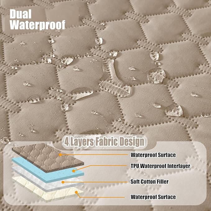 Smiry Waterproof Dog Bed Cover Blanket, Soft Reversible Pet Blanket, Washable Leakproof Cats Dogs Couch Cover for Sofa, Couch, Furniture, Plaid (30x70 Inch, Taupe/Beige)