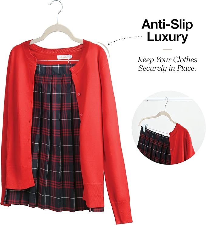 Home-it 10 Pack Velvet Hangers with Clips - Ivory Pants & Skirt Hangers - Ultra Thin No Slip Space-Saving for Pants, Skirts, Coats, Dresses, Tank Tops, Clothes