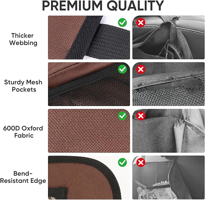 BALEINE Backseat Car Organizer, Back Seat Car Organizers and Storage, Kick Mats Back Seat Protector, Travel Accessories for Most Automotive (1 Pack, Mocha)