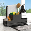FUNKYLEE Sink Caddy Kitchen Sink Organizer, Black Kitchen Counter Organizer, Scrub Brush Holder, Plastic Sponge Holder for Dish Soap, Soap Dispenser, Sponge, Towel