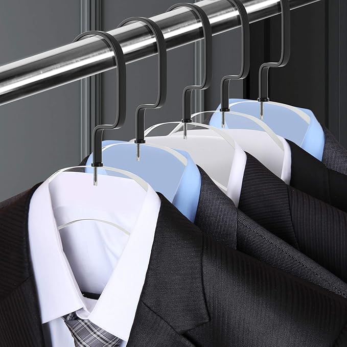 Acrylic Hanger | Sleek, Modern Clothes Hanger with Black Hook | High End Closest Organizer Space Saving Hangers for Shirts, Jackets, Sweaters, Tops & More | 10 Pack