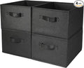 BOMKEE Clothings Collapsible Storage Bins, Foldable Organizers and Storage Baskets Cube Storage Bin for Bedroom Living Room (4 Pack) (Black, 15.4x11.4x7.9inch)