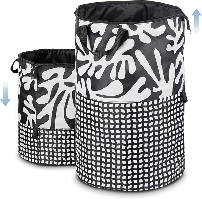 JOMOLA Large Collapsible Laundry Basket 90L Fabric Foldable Laundry Hamper Extendable Dirty Clothes Laundry Bag with Handles for Family College Dorm Storage Organizer (Black)