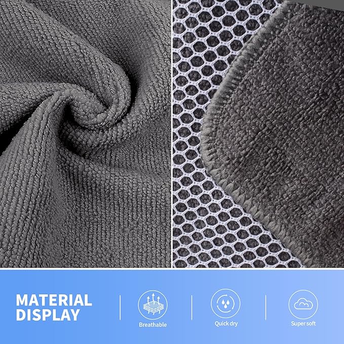 KinHwa Kitchen Washcloths for Dishes Absorbent Microfiber Dish Cloths Dish Towels for Kitchen Quick Dry Dish Rags with Poly Scour Scrub Side Ideal for Kitchen Cleaning (Gray, 15inchx25inch 6pack)