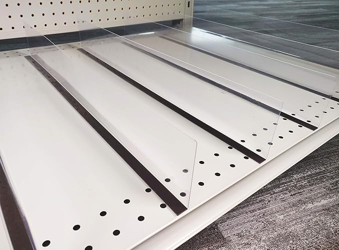Sightline Display - Magnetic Acrylic Shelf Dividers- Shelf Retainer 25 Pack Magnetic Base- Clear 20 Mil Thick Plastic 22" L x 3" H x .5" W Shelf Dividers for Stores, Cabinet Gondola Shelf Dividers