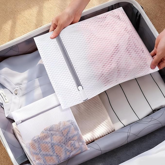3-Pack Heavy-Duty Honeycomb Mesh Laundry Bags (L/M/S), Washing Bags for Delicates, Sweaters, Shoes, Backpacks, Bed Sheets - Garment Protector