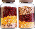COBKSXUEP Large Glass Jar with Airtight Lid 94 FL OZ Glass Canister Set Wooden Lids Glass Food Storage Containers for Kitchen Counter Flour Tea Coffee Beans Sugar Cookies Overnight Oats (2pcs 2.8L)