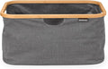 Brabantia - Foldable Laundry Basket 10.6 Gal - Water Resistant Hamper for Wet & Dry Laundry - Storage Basket for Clothes & Linen - Bamboo Rim for Easy Grip - Garment Washing - Pepper Black