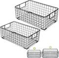 Kingrol 2 Pack Wire Storage Baskets with Handles, Metal Organizer Basket Bins for Home, Office, Nursery, Laundry Shelves Organizer