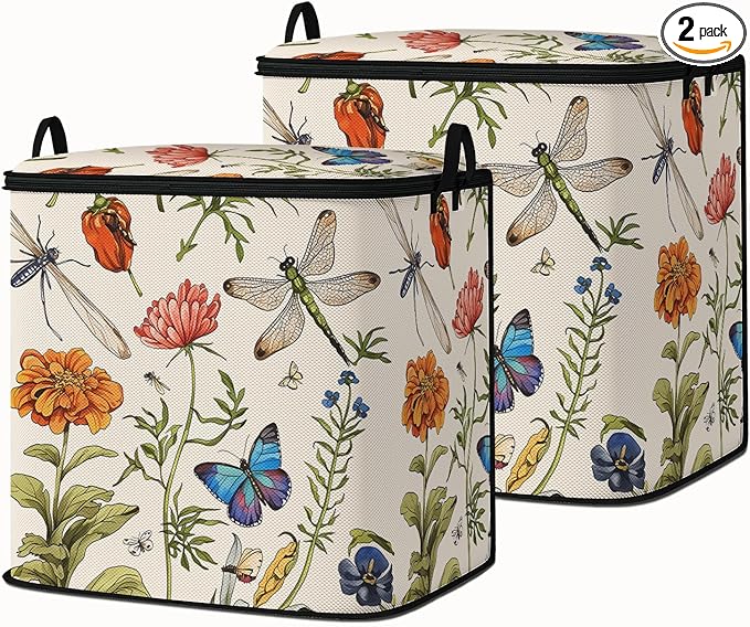 Large Comforter Storage Bag with Zipper,Closet Organizer for Clothes,Blankets,Quilts,Pillows,Fabric Storage Bags with Portable Handles 95L(2-Pack)