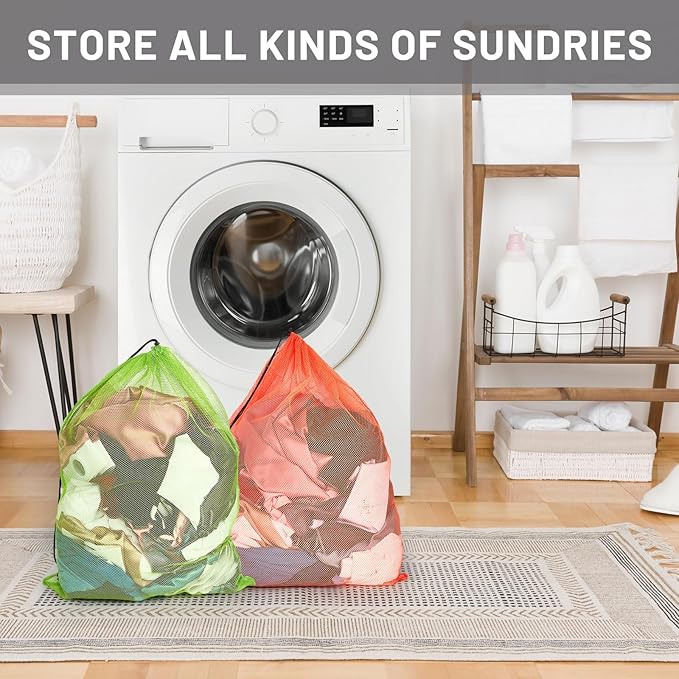 Berlune 12 Pcs 32 x 24 in Large Laundry Bags, Bulk Wash Set with Drawstring for Commercial Use, Dorms, Vacation Rentals, Laundromats, Apartments & Facilities Machine Washable Drawstring Pouch