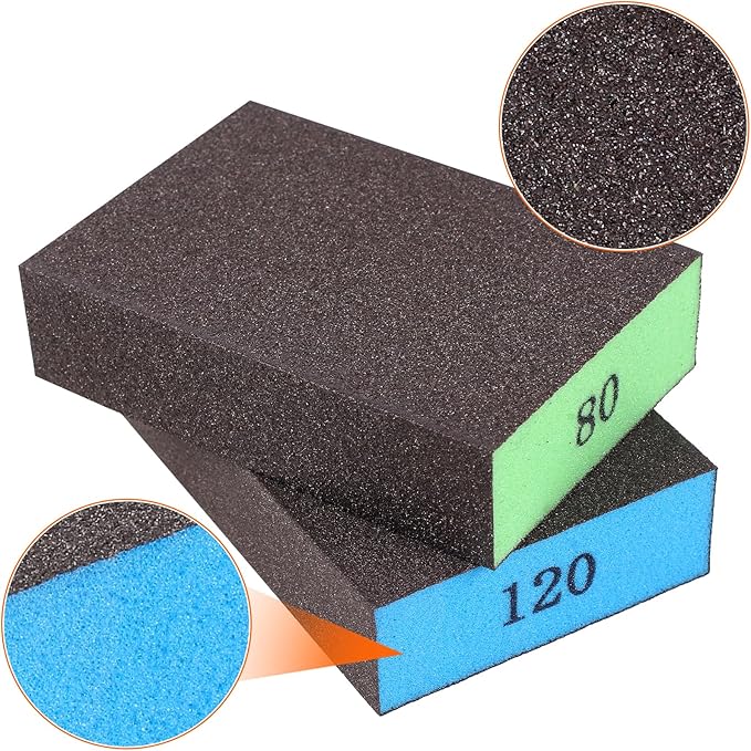 Romeda 8-Pack Sanding Sponge, Four Grits Per Pack 60/80/120/220, Washable and Reusable Handmade Sandpaper Block, Drywall Sandpaper Blocks for Wooden Drywall Sheetrock and Metal Glazing