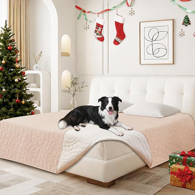 Waterproof Couch Covers for Pets, Waterproof Dog Bed Cover, Anti-Slip Soft Dog Blankets, Couch Cover for Dogs Washable, Pet Blanket for Puppy Large Dogs Cat (30x53 Inch, Beige)