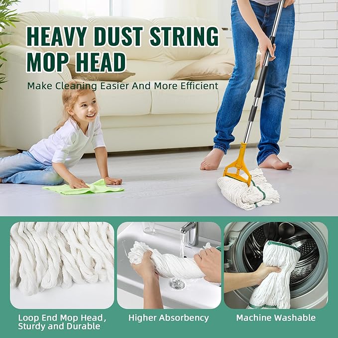 20oz Heavy Mop Replace Head, 6 Pack Commerical Replacement Mop，mop Head Replacement，Reusable Mop Head Refills-Replacement Mop Heads Suitable for Heavy Commercial Industrial Residential Areas