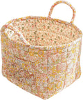 vctops Boho Cotton Quilted Storage Basket for Organizing, Basket Organizer Gift Baskets with Handles, Storage Bins for Toys, Books, Towels, and Clothes, Collapsible Fabric(Pattern F,13"x10.6"x10")