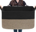 Goodpick Large Blanket Basket, 22" x 17" x 12" Wicker Storage Baskets for Organizing, Rectangle Nursery Basket for Toys Storage, Dirty Clothes Baskets for Living Room, Bedroom