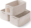 3-Pack Small Storage Baskets for Organizing | Woven Shelf Toy Basket | Rope Baskets for Gifts Empty | Closet Organizer Bins with Handles | Cube Decorative Box | 11.8×7.8×5.1” | Mixed brown