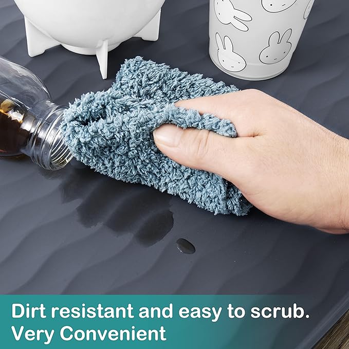 URMONA Waterproof Silicone Under Sink Mat 40'' x 22'' Shelf Liner for Kitchen and Bathroom, Cabinet and Counter Protector, Storage and Organizers, Litter Mat, Pet Cat Puppy Essentials(Beige)