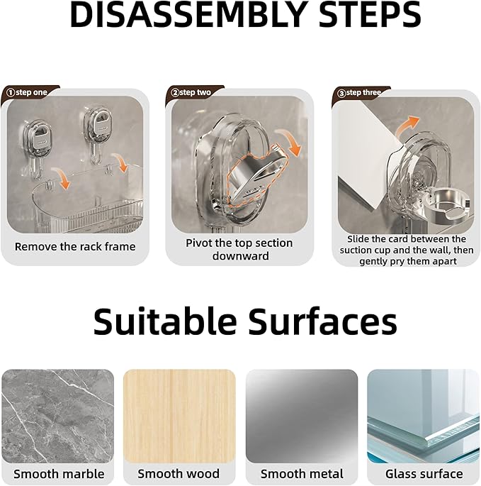 Clear Bathroom Shower Caddy, Wall Mount Storage Shelf with Suction Cups,Bathroom Storage Shelf 12.7x4.5x3.5 inchesLoad-bearing capacity: 22Ib 1piece (Gray transparent)