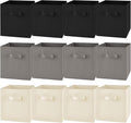 Yinder 12 Pcs Cube Storage Bin Grey 11'' Storage Bins for Playroom Decor Colorful Bins for Kids Foldable Baskets for Nursery Organizer Boxes Fabric Boxes