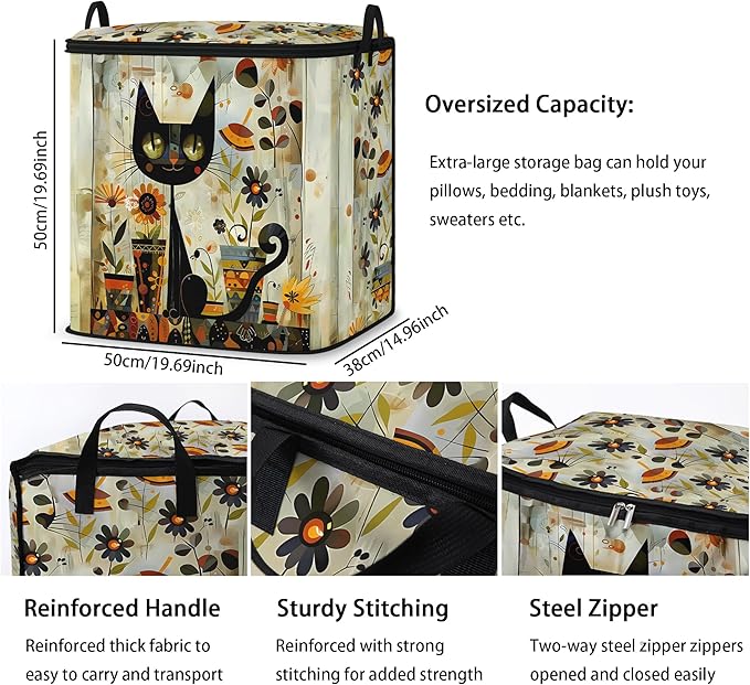 king comforter storage bag,clothes,blanket,bedding,pillow quilt organizer for closet,fabric moving bags with portable handles and zipper 95L(2pack)