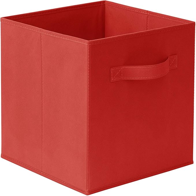 Casafield Set of 6 Collapsible Fabric Cube Storage Bins, Red - 11" Foldable Cloth Baskets for Shelves, Cubby Organizers & More