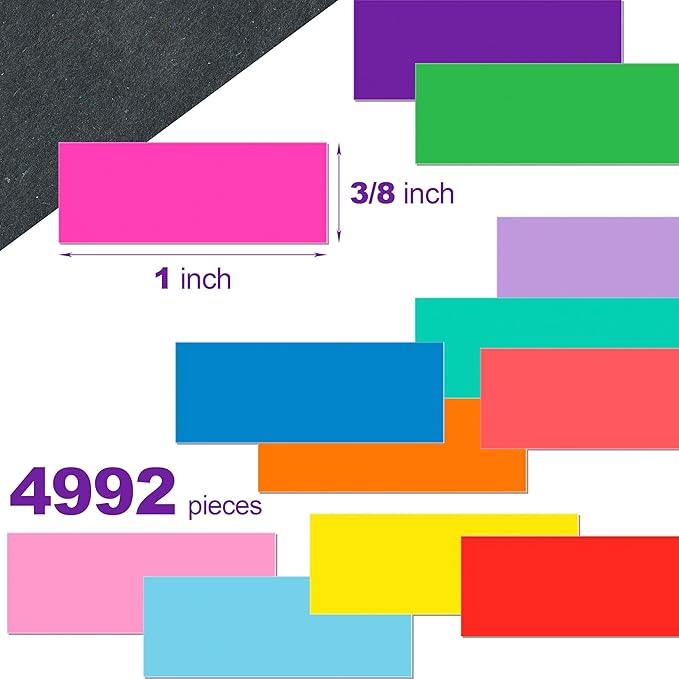 YSHIHE Colored Labels,1in x 3/8in(25 x 10mm) Adhesive Labels,12 Colors Color Coding Labels,Removable Stickers - 4992 Pack