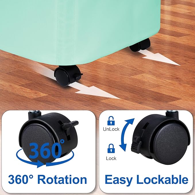 Slim Laundry Hamper with Lid and Wheels, Small Rolling Laundry Basket with Handle for Small Spaces, Tall Dirty Clothes Hampers for Dorm, Bathroom and Bedroom, 75L, Light Blue