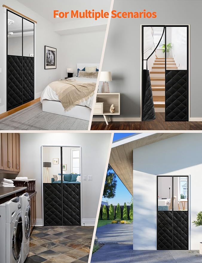 Magnetic Thermal Insulated Door Curtain for 36"x 82" Doors, Visible Door Cover for Heat Insulation, Magnetic Closure Thick Blanket for Doorway to Keep Warm in Winter Cool in Summer