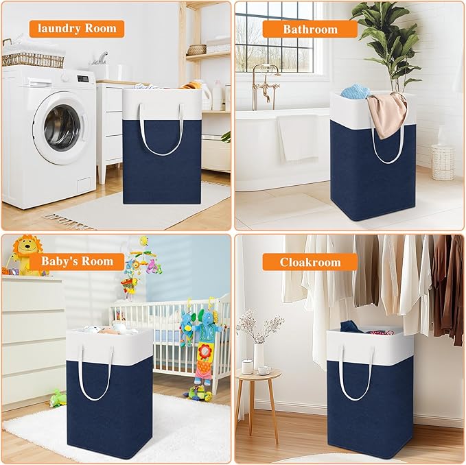 laundry basket 3-Pack, laundry hamper, Hamper with handles, collapsible laundry baskets, Waterproof dirty clothes hamper, Towel Storage for Home or Dorm, 88L-Blue