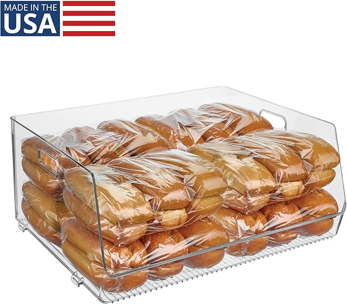 iDesign Stackable Open-Front Storage Bin, Extra Long Organizer for Kitchen or Pantry, Clear